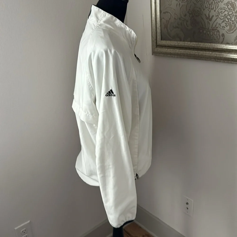 Adidas white 1/4 zip up light jacket‎ zip up pockets embroidered logo Sz M